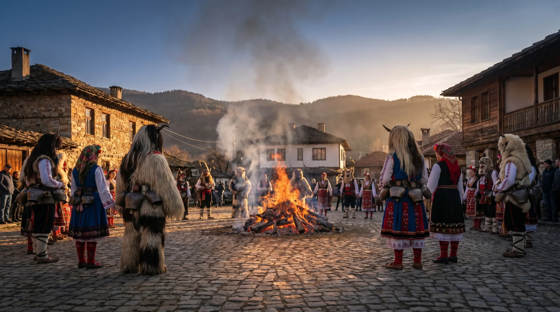 Kukeri festival fire ritual in Bulgaria