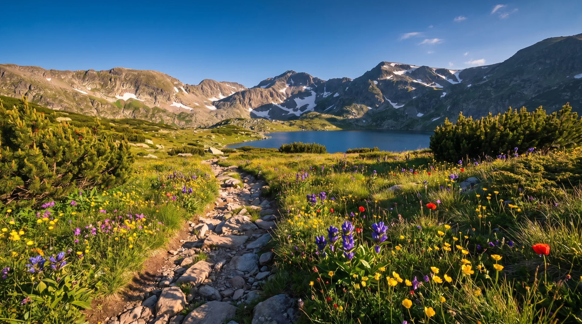 Alpine ridge at dawn in the Rila mountains