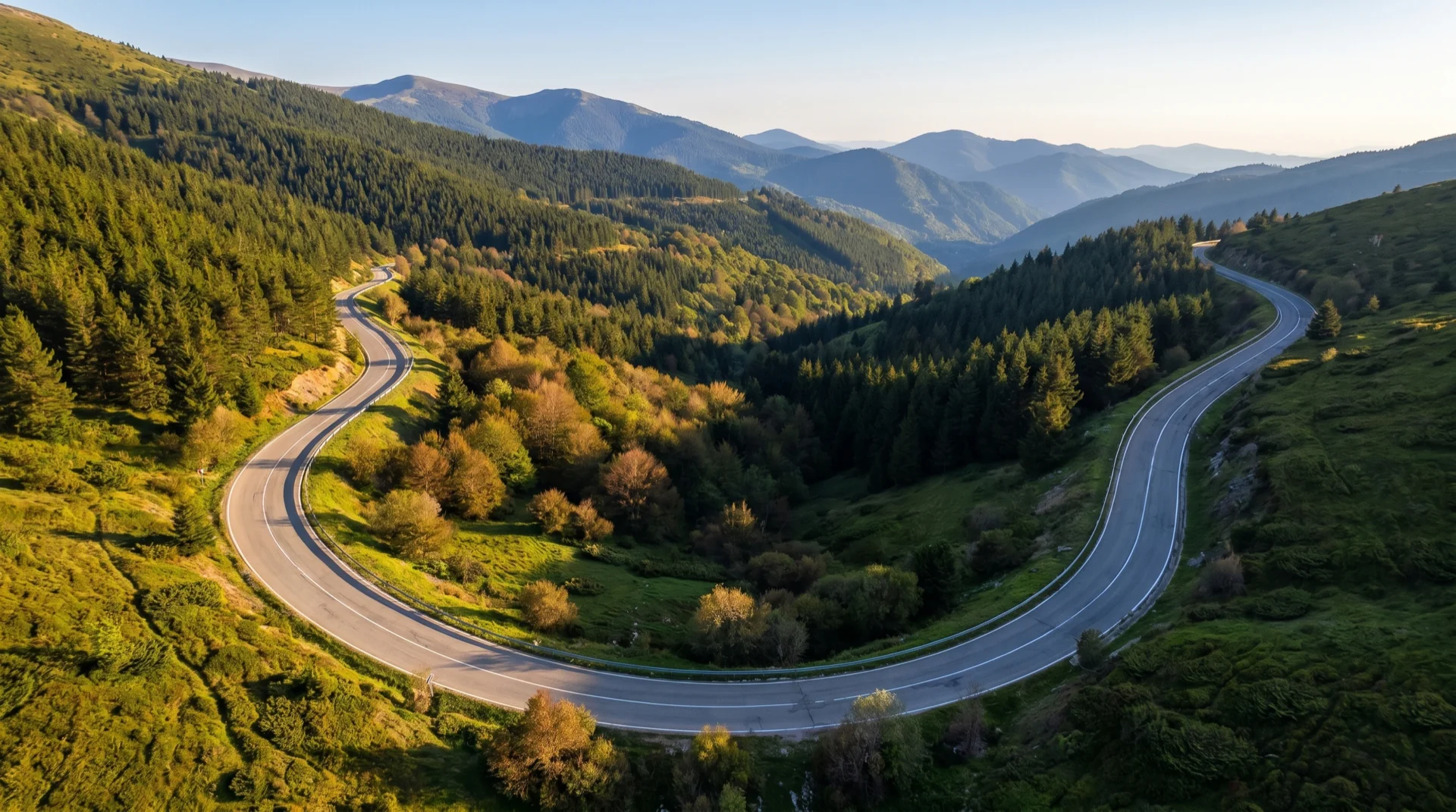 Mountain road at golden hour